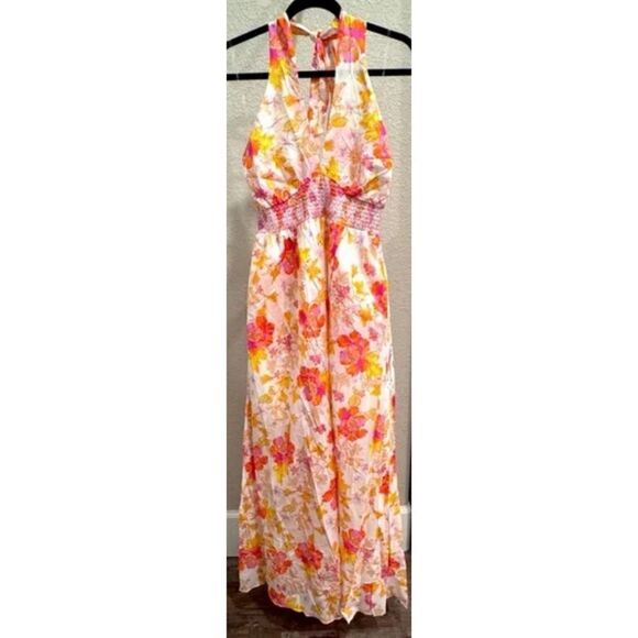 Hale Bob Tropical Cotton Halter Maxi Dress Size L / NWT - Picture 5 of 7